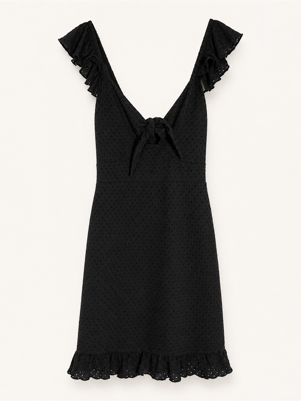 Minkpink  Swiss Dot Ruffle Mini in Black Dress Size S